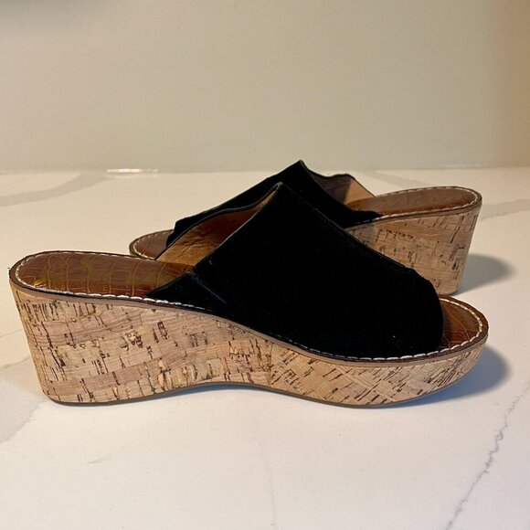 Sam Edelman Ranger Black Suede Cork Wedge Mules Size 10 - Picture 8 of 15